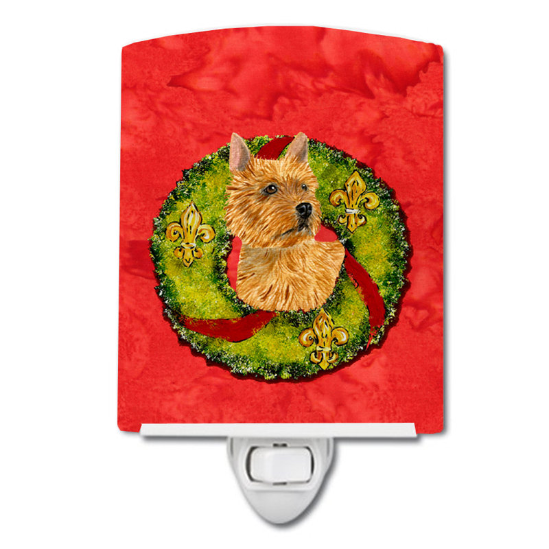Éclairage de noël en céramique de noël cairn terrier, Norwich Terrier