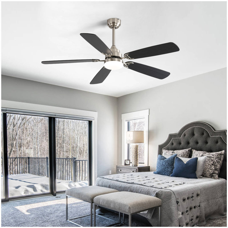 (identique à W882P146293) Ventilateur de plafond à DEL moderne de 52 pouces avec moteur à courant continu réversible à 5 pales de 110 V avec 5 vitesses