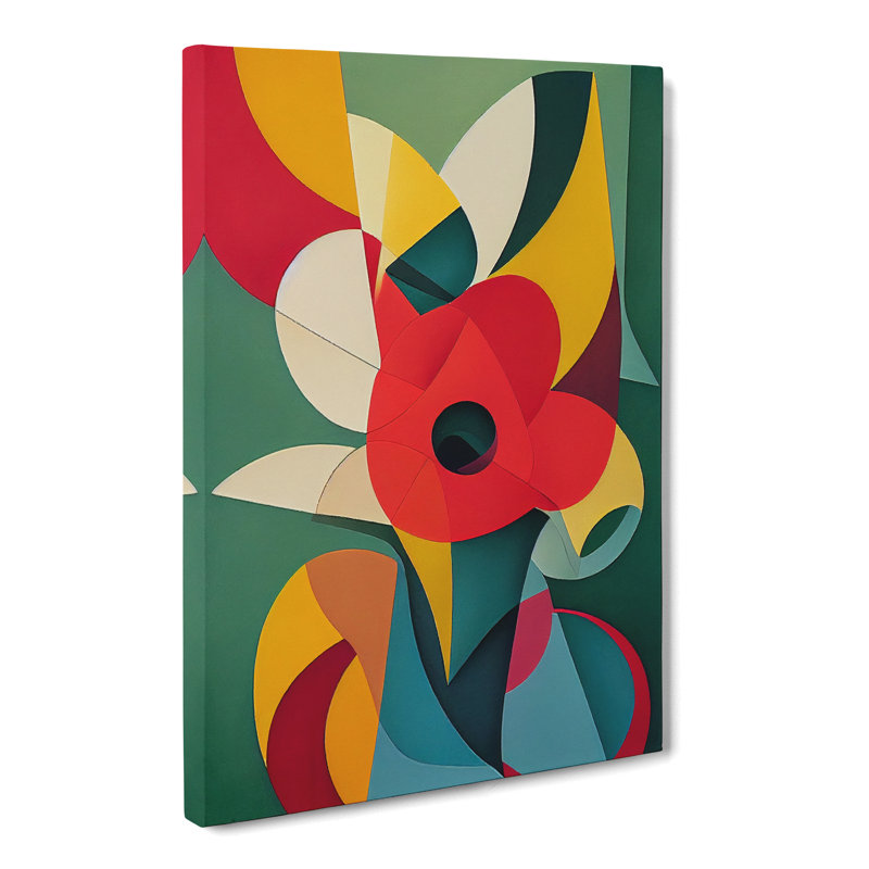 Lalma Floral Cubism Flowers - Wrapped Canvas, 50cm H x 35cm W x 3cm D