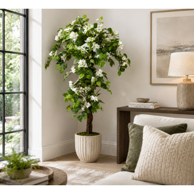 Bougainvillier artificiel 4 pi rose avec fausse plante bougainvillée avec base stable pour la maison et le bureau, cadeau de pendaison de crémaillère