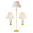 Set Of Three 64" Gold And White Ceramic Bedside Floor And Table Lamp Set With Off White Empire Shade