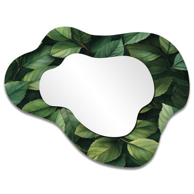 Forest Leaves Dance Of The Foliage I - Leaves Irregular Asymmetrical Mirror, Traditional Wall Mirror, Printed on Metal