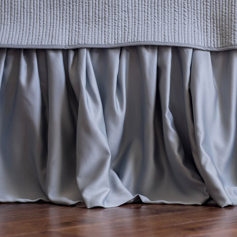 Retro Ruffled Bed Skirt, Blue