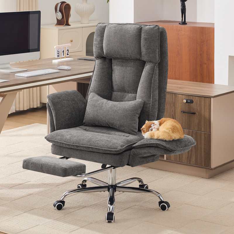 Fauteuil de bureau grand et grand, accoudoirs rabattables pour animaux de compagnie et assis en tailleur, fauteuil de jeu ergonomique pour ordinateur avec coussin lombaire