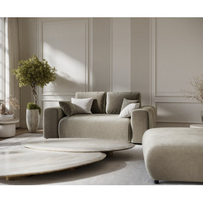 Two-seater square arms loveseat sofa