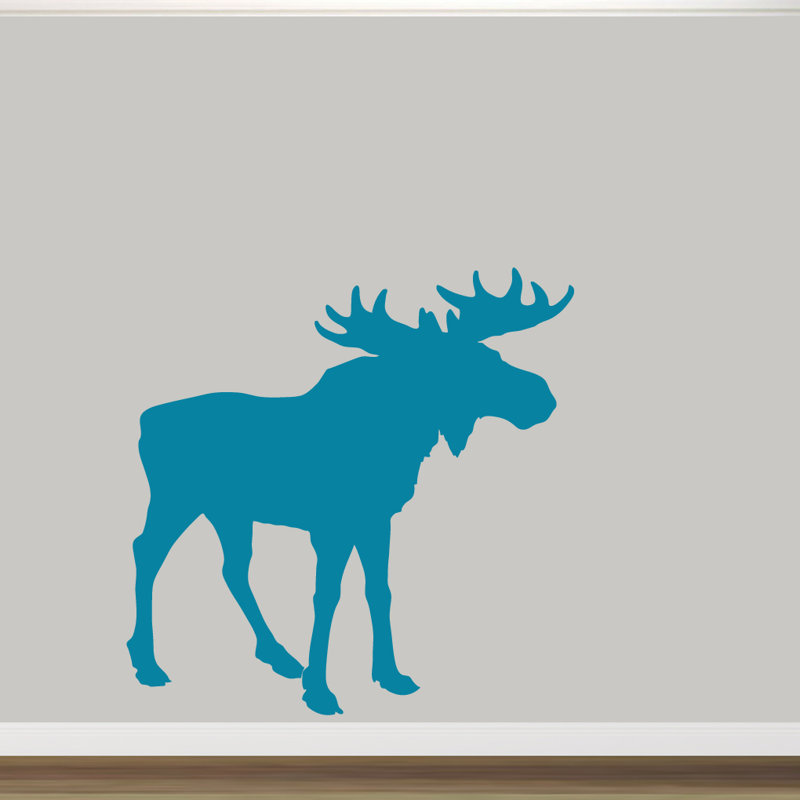 Décalcomanie murale silhouette orignal, Bleu sarcelle