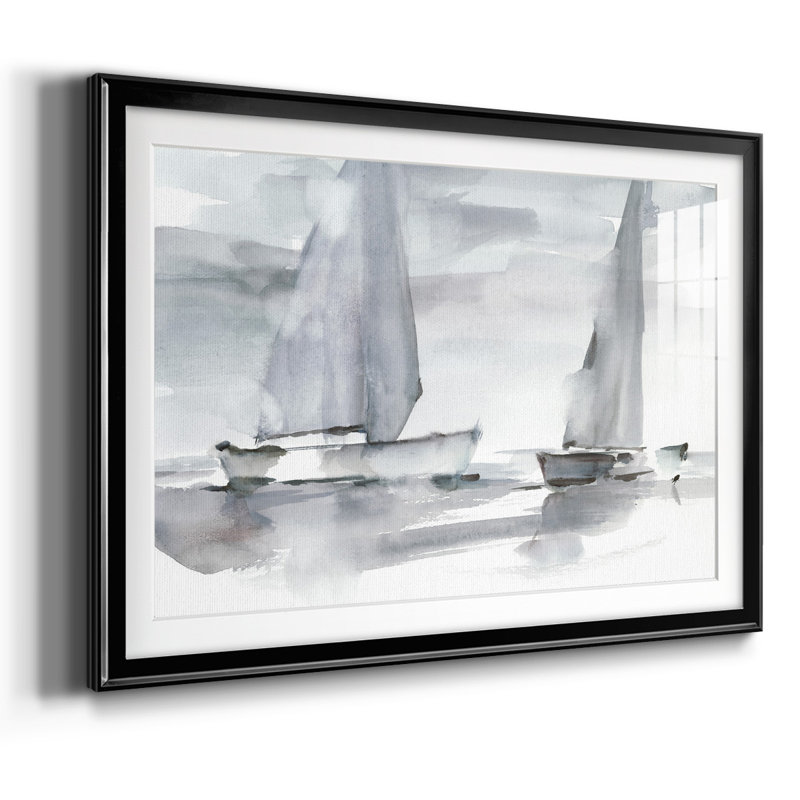 Misty Sails II - encadrée, impression encadrée avec biseau mat et verre, Noir, H 30 po x l 44 po x P 1,5 po