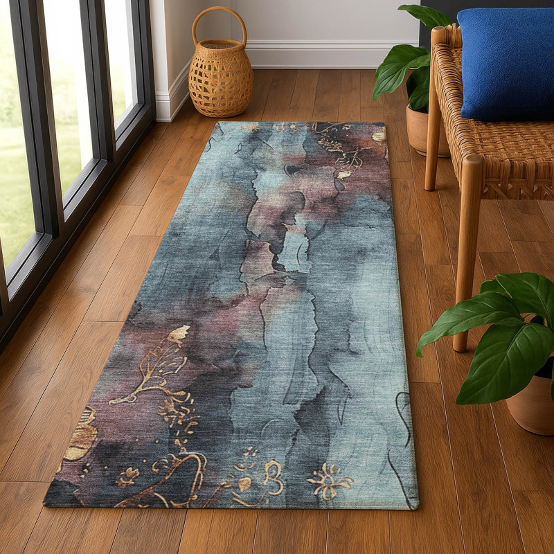 Premium Machine Washable Crestover AMF1869 Floral Rug, Runner 2'3" x 7'6"