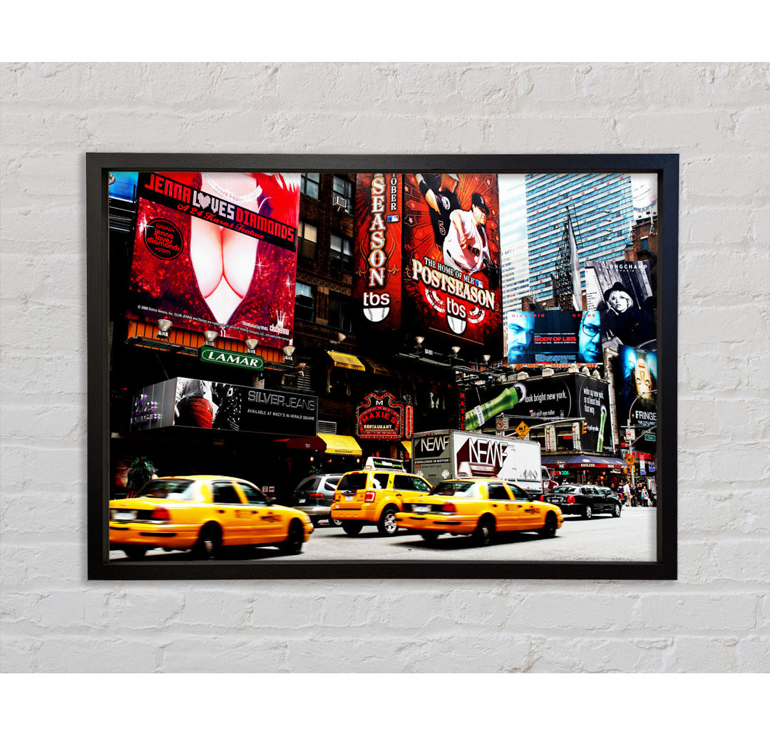 New York Yellow Cabs On Broadway By Day - Einzelbildrahmen Kunstdrucke auf Leinwand