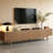 86.6 Inch Modern Wood Tv Stand For 90 Inch Tv Slatted Media Console Entertainment Center With 4 Doors Walnut