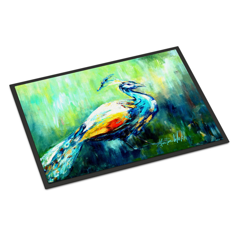 Tapis d'entrée antidérapant Sugarcreek Proud Peacock, Rectangle 1 pi 6 po x 2 pi 3 po
