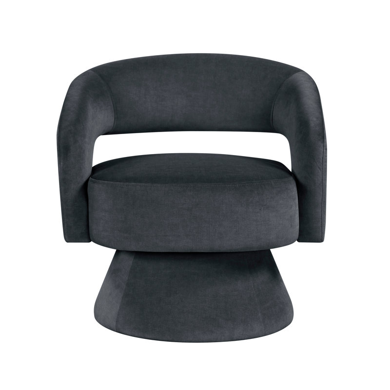 Fauteuil d'appoint pivotant de luxe moderne en velours gris foncé 1pc