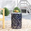 Table d'appoint d'extérieur en fer - Grande taille, bleu marine, motif taillé séduisant, l 13,75 po x P 13,75 po H, aucun assemblage requis-859982689-859982691