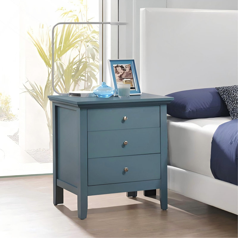 Casual Teal Storage Nightstand, Teal