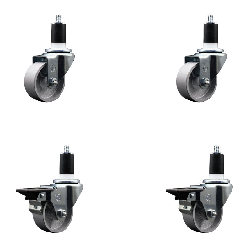 Ensemble de roulettes extensibles semi-pivotantes à 2 roues SCC PLB 3 po x 1-1 / 2 po