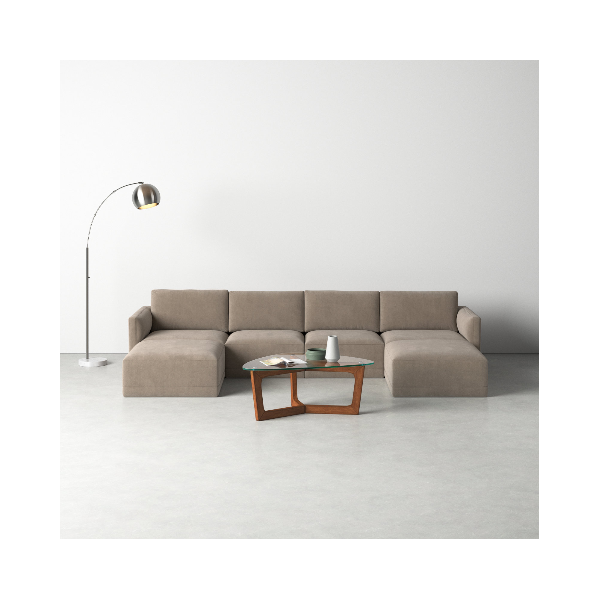 Deirdre Modular Upholstered U-Sectional, Taupe Velvet