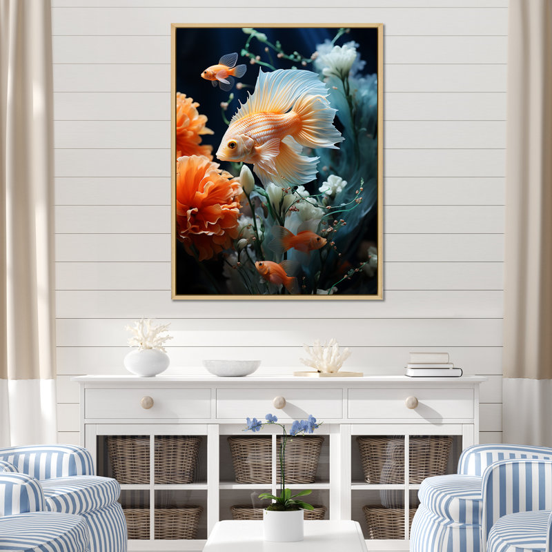 Coral Butterflyfish Aquamarine Adventure II sur impression sur toile, H 44 po x l 34 po x P 1,5 po, Cadre naturel flottant