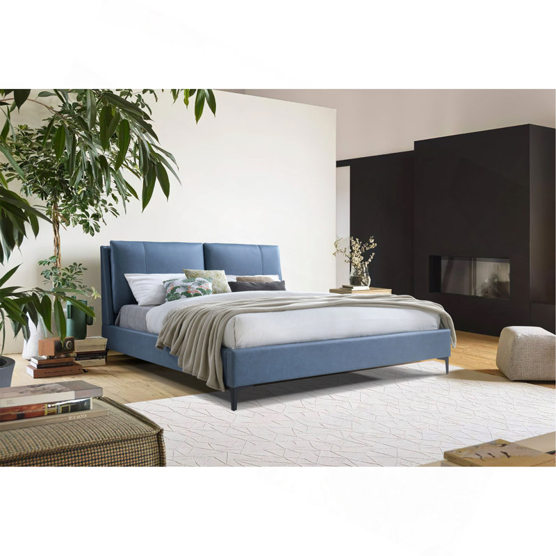 Lit contemporain tapissier bleu, Grand lit