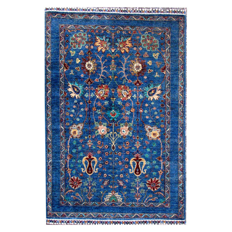 Tapis bleu / orange / beige de haute qualité