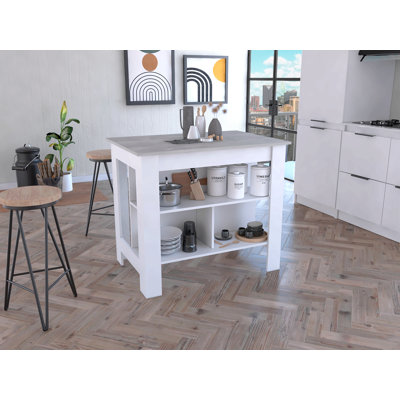 Îlot de cuisine, quatre pieds, trois tablettes