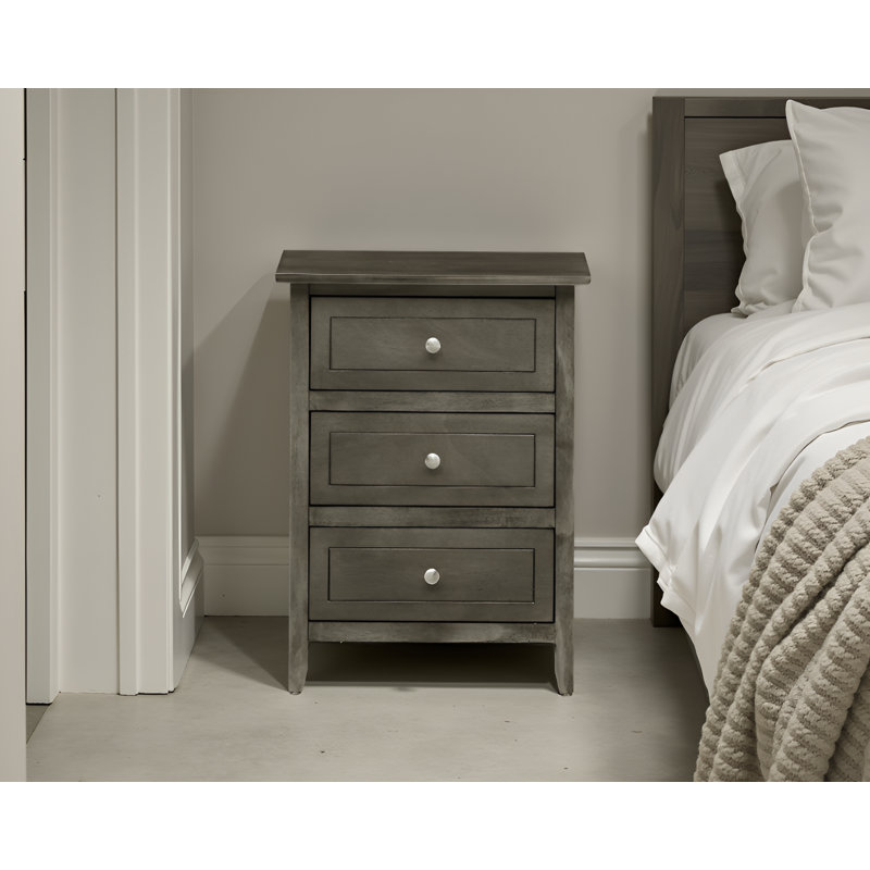 Table de chevet 3 tiroirs gris Lurne, Gris