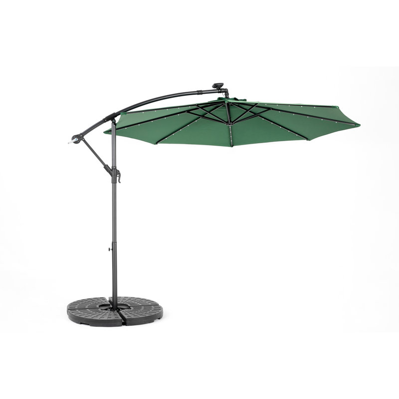 Parasol solaire suspendu décalé de 10 pi, conception fonctionnelle - patio à DEL, Vert foncé