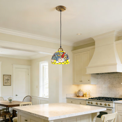 1-Light Mini Stained Glass Pendant Light