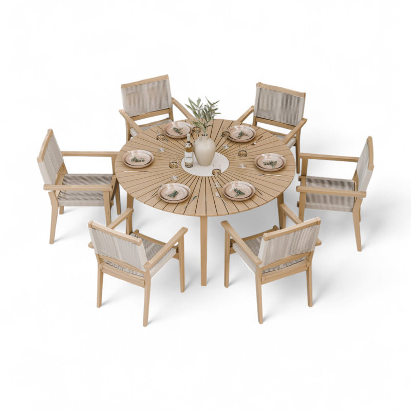 Roma 6 Seater Stacking Dining Set Terrazzo Insert