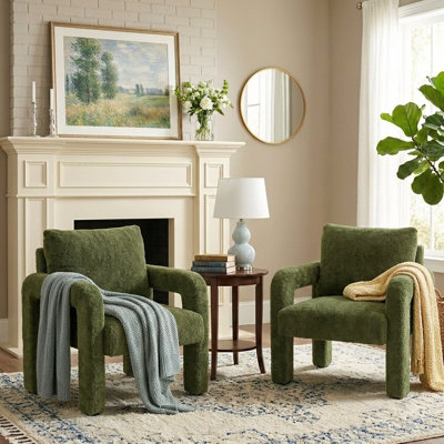 Fauteuil club moderne avec accoudoirs carrés rembourrés 28,8 po