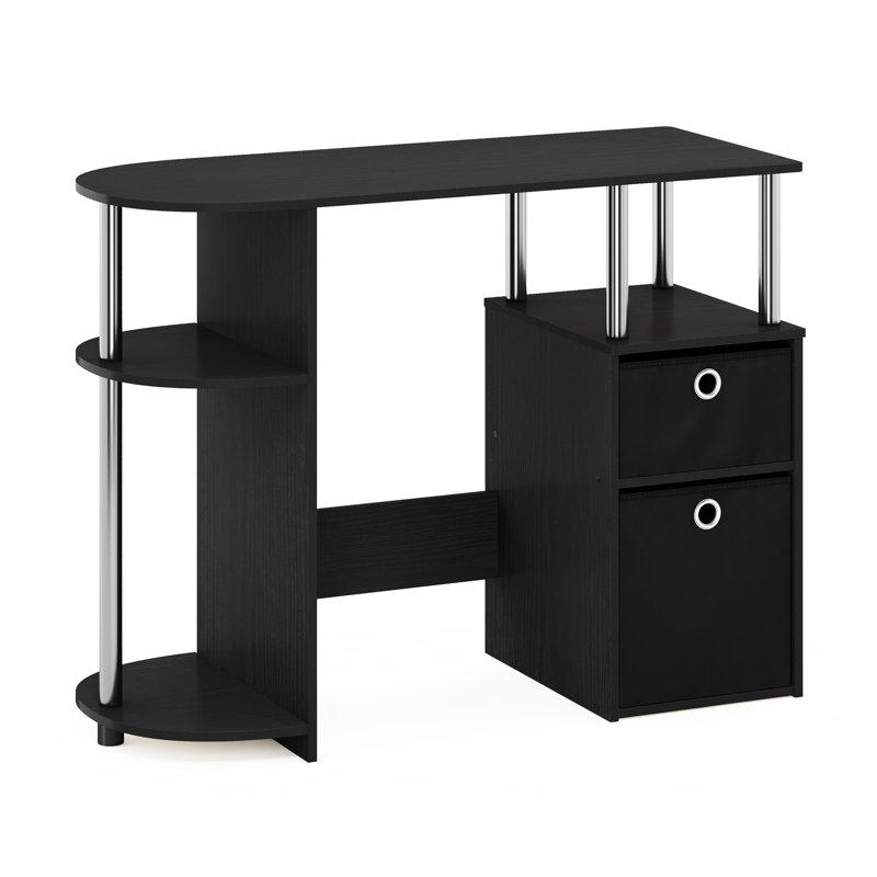 Berlyn Computer Desk, Americano/Stainless Steel/Black