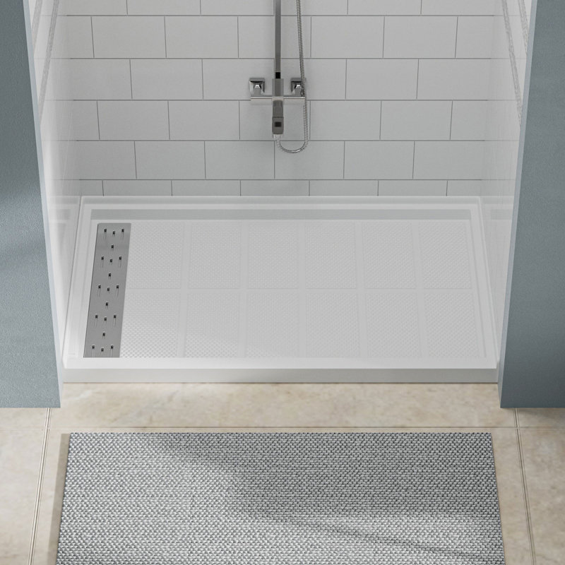 36 In. L X 60 In. W Alcove Shower Pan Base With Left Hand Drain, Front