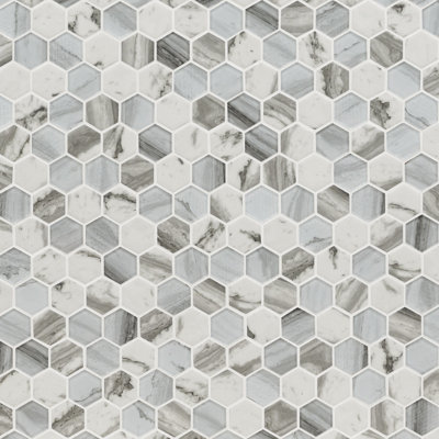 Carreau de mosaïque en verre 11,73 po x 11,79 po Esperanza Hexagon