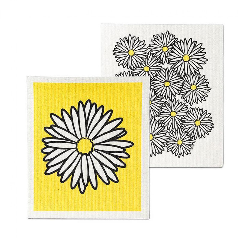 Ensemble de 2 débarbouillettes à motif marguerite