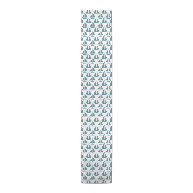 Chemin de table géométrique McKnight, L 90 po x l 16 po, Bleu ardoise