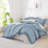 Andency Grayish Blue King Comforter Set(104x90Inch), 3 Pieces Lightweight Winter Summer Warm Fluffy Bedding Comforter Set, All Season Microfiber Shabby Chic(1 Ruffle Comforter and 2 Pillowcases)-124610448-124610472