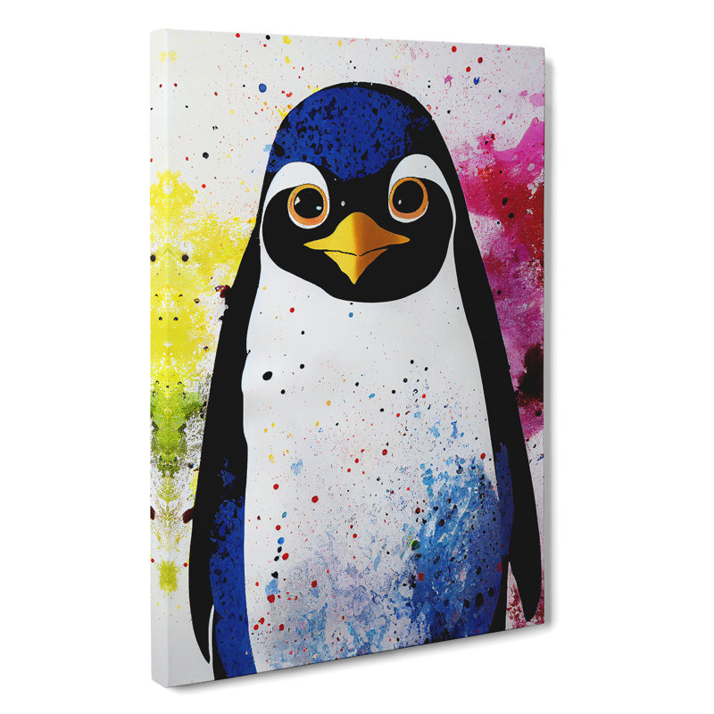 Paint Splash Penguin No.1 - Wrapped Canvas, 60cm H x 40cm W x 3cm D