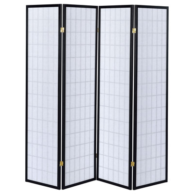 Sartre Black 4-Panel Room Divider Folding Shoji Screen