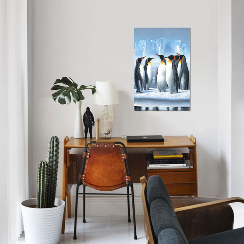 «Penguins» par Jan Weenink - Estampe numérique sur toile tendue, H 26 po x l 18 po x P 1,5 po, Pas de tapis, Toile tendue