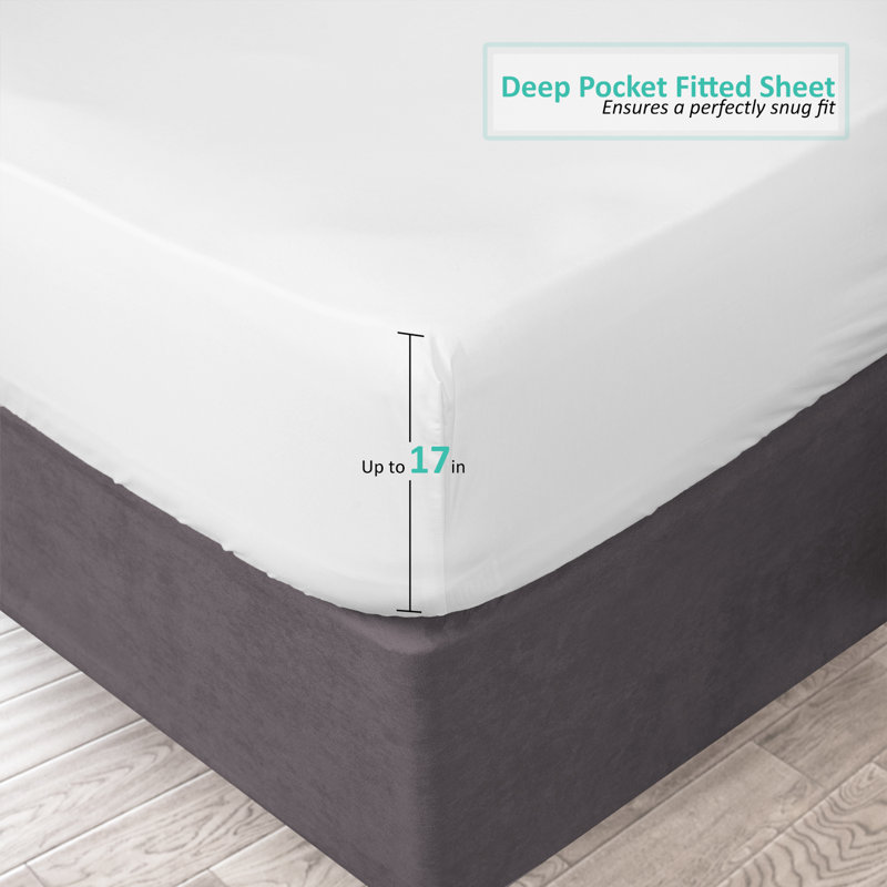 Microfiber - Set of 3, Cream, King Sheet Set with 2 Pillowcases