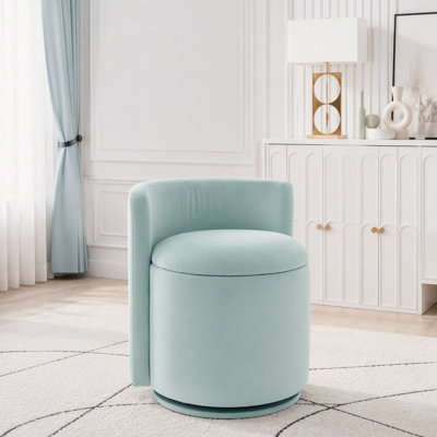 Velvet Fabric Swivel Accent Chair, Comfy Barrel Vanity Chair With Curved Backrest, Upholstered Storage Chair