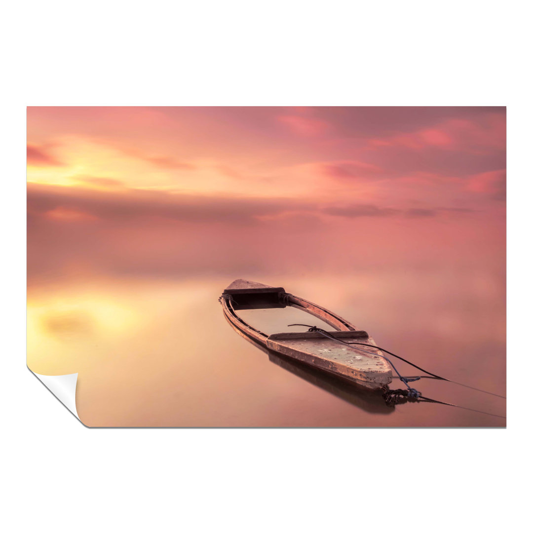 Panther Print Fine Art Prints Pastel Sunrise & Rowboat On A Soft Sea Water Artistic Unframed Poster, Pictures For Home Walls, Bedroom, Living Room & B