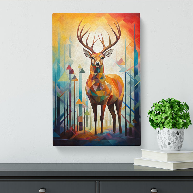 Deer Cubism - Wrapped Canvas Print, 50cm H x 35cm W x 3cm D