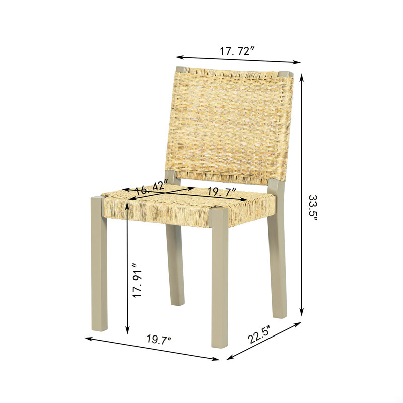 Ensemble de 2 chaises de salle à manger avec dossier en rotin de bois massif