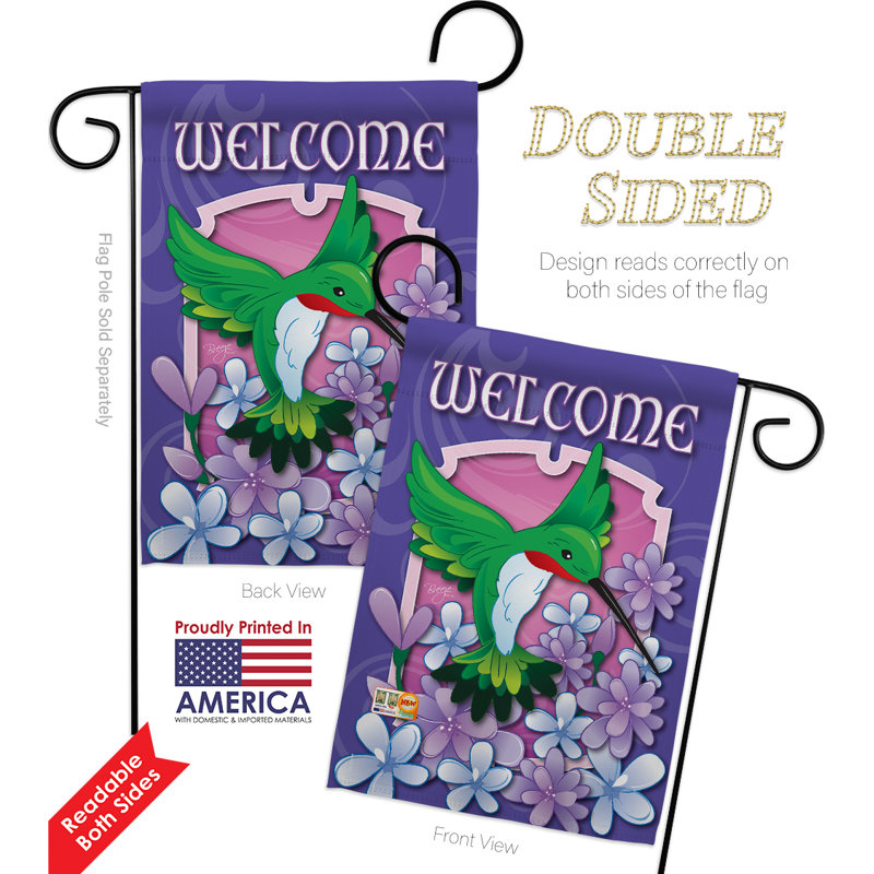 Welcome hummingbird 2 faces polyester 19 x 13 po ensemble de drapeaux