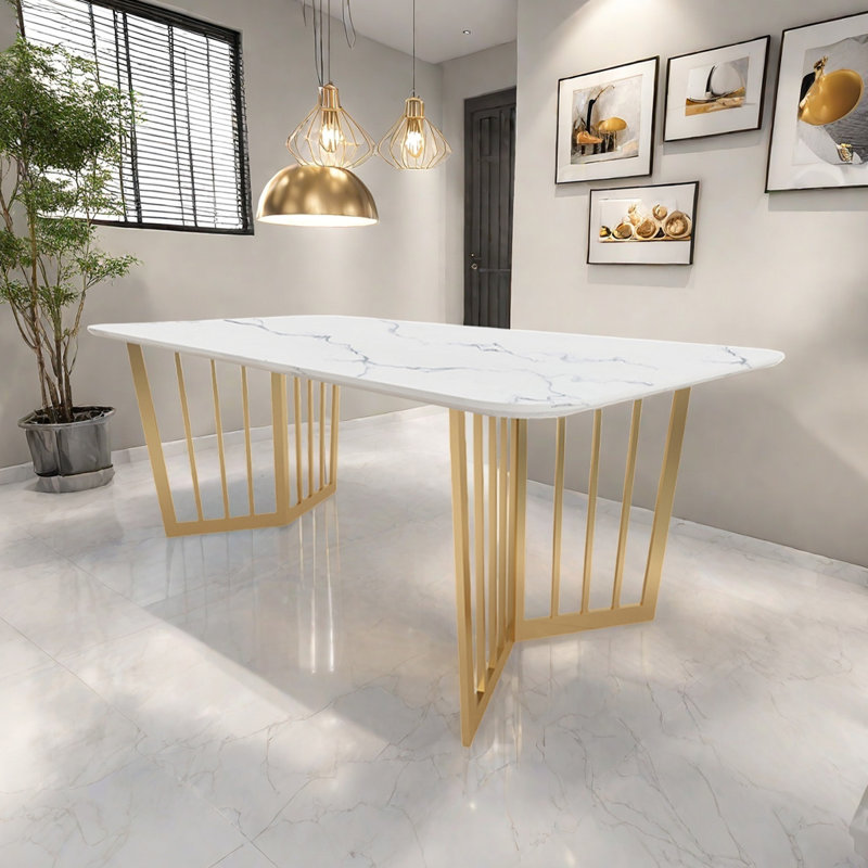 Table de salle à manger rectangulaire en marbre Nordic Light Luxury, H 29,53 po x L 62,99 po x l 27,56 po