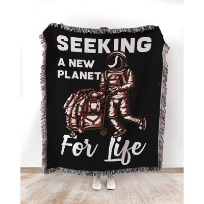 Astronaut Seeking a New Planet for Life Cotton Throw