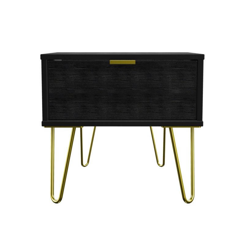 Fully Assembled Raine 1 - Drawer Nightstand, Black Matt