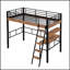 Lit mezzanine en métal avec bureau intégré, tablette de rangement et échelle pour économiser de l'espace et une vie multifonctionnelle-1500917414