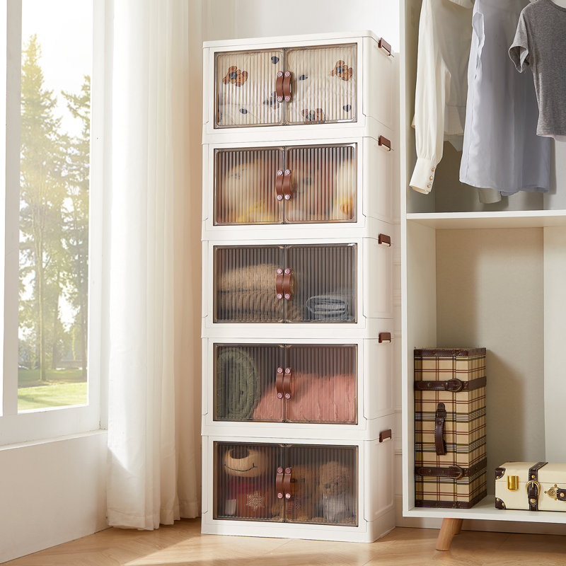 5 Layers Stackable Storage Box with Wheels for Home Living Room Office Wardrobe