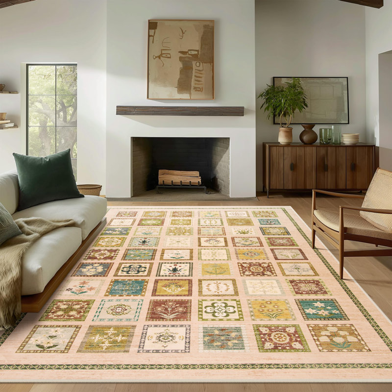 Large Tranditional Rugs Living Room Rug Washable Bedroom Rug Non-Slip Colorful Vintage Accent Floor Carpet For Home Decor